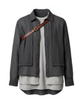 Shirt with Leather Trim